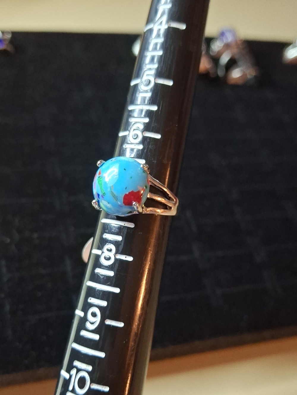 Blue Stone Silver Tone Sz 7 New Ring